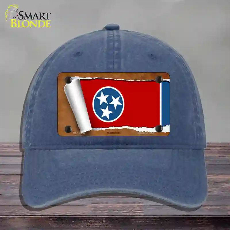 Tennessee Flag Scroll Novelty License Plate Hat Unconstructed Cotton / Navy