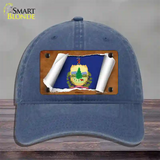 Vermont Flag Scroll Novelty License Plate Hat Unconstructed Cotton / Navy