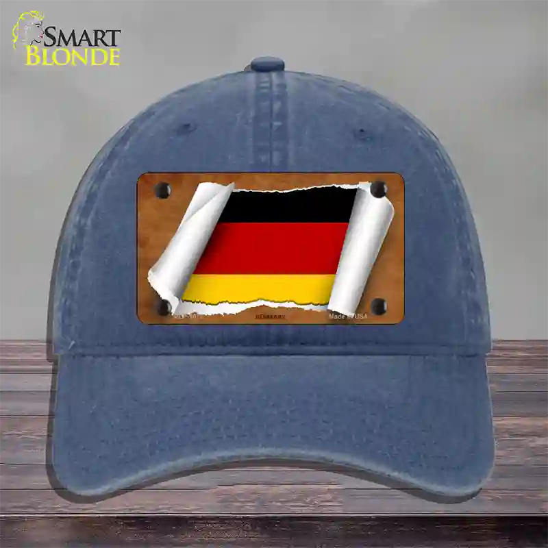 Germany Flag Scroll Novelty License Plate Hat Unconstructed Cotton / Navy