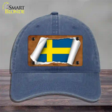 Sweden Flag Scroll Novelty License Plate Hat Unconstructed Cotton / Navy