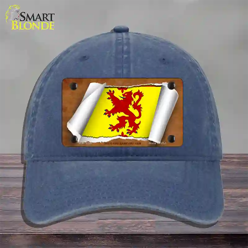 Scotland Rampant Lion Flag Scroll Novelty License Plate Hat Unconstructed Cotton / Navy