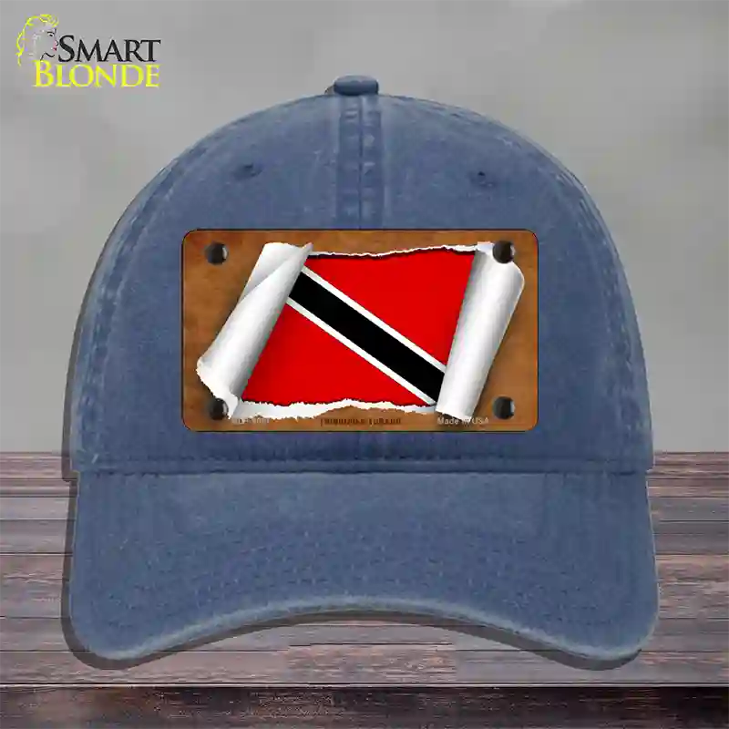 Trinidad & Tobago Flag Scroll Novelty License Plate Hat Unconstructed Cotton / Navy