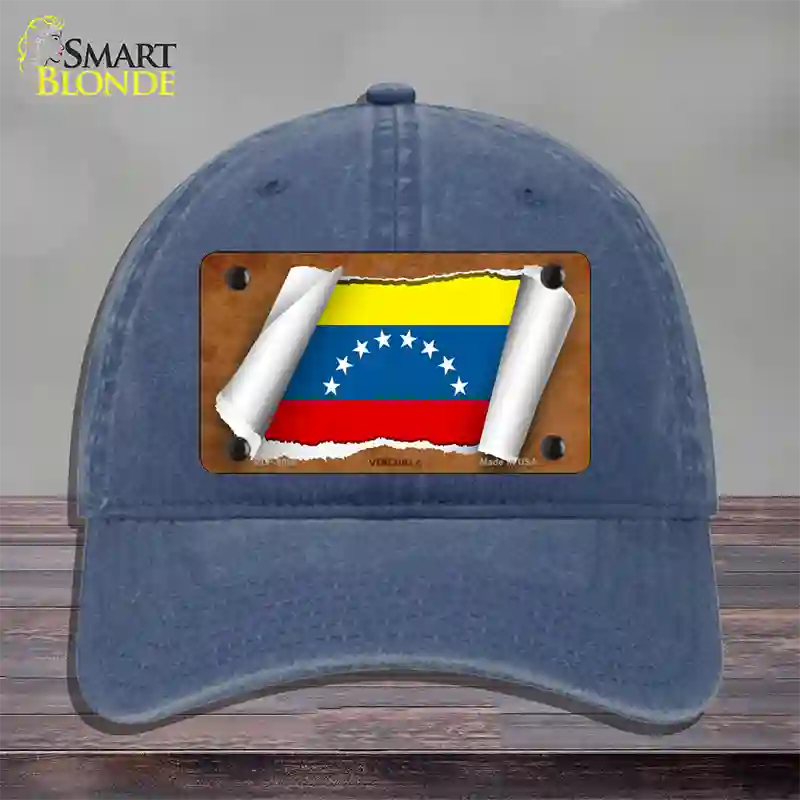 Venezuela Flag Scroll Novelty License Plate Hat Unconstructed Cotton / Navy