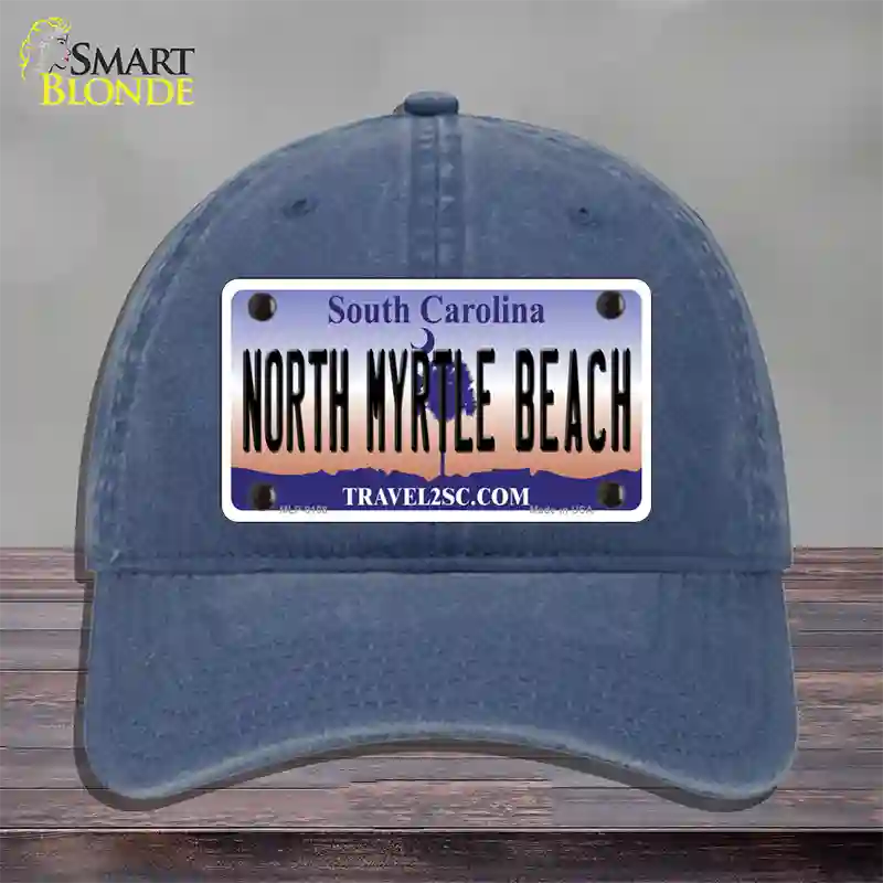 North Myrtle Beach South Carolina Novelty License Plate Hat Unconstructed Cotton / Navy