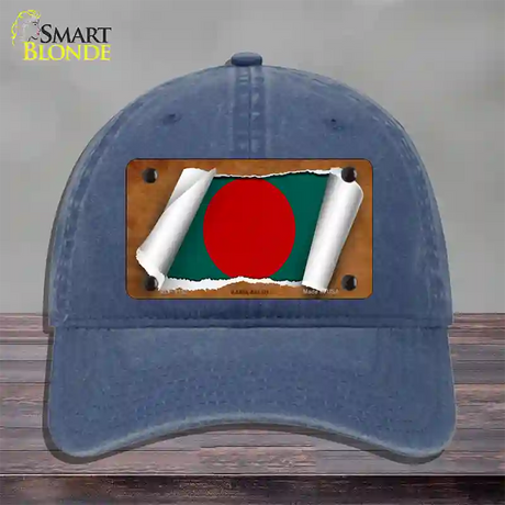 Bangladesh Flag Scroll Novelty License Plate Hat Unconstructed Cotton / Navy