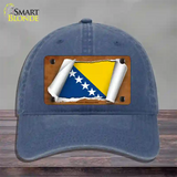 Bosnia-Herzegovina Flag Scroll Novelty License Plate Hat Unconstructed Cotton / Navy