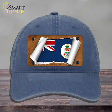 Cayman Islands Flag Scroll Novelty License Plate Hat Unconstructed Cotton / Navy