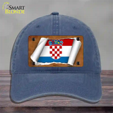 Croatia Flag Scroll Novelty License Plate Hat Unconstructed Cotton / Navy