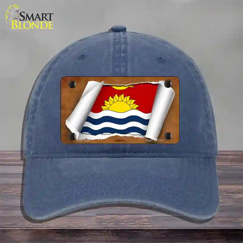 Kiribati Flag Scroll Novelty License Plate Hat Unconstructed Cotton / Navy