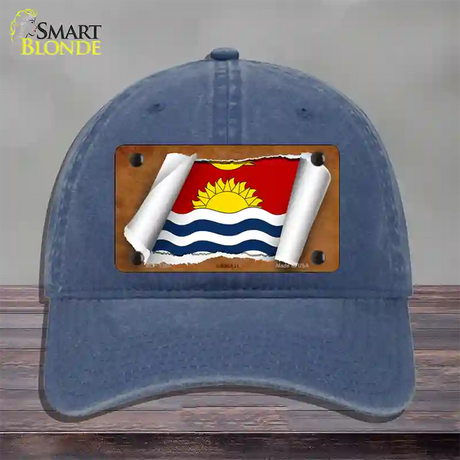 Kiribati Flag Scroll Novelty License Plate Hat Unconstructed Cotton / Navy