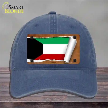 Kuwait Flag Scroll Novelty License Plate Hat Unconstructed Cotton / Navy