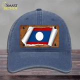 Laos Flag Scroll Novelty License Plate Hat Unconstructed Cotton / Navy