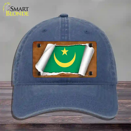 Mauritania Flag Scroll Novelty License Plate Hat Unconstructed Cotton / Navy