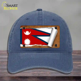 Nepal Flag Scroll Novelty License Plate Hat Unconstructed Cotton / Navy