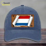 Netherlands Flag Scroll Novelty License Plate Hat Unconstructed Cotton / Navy