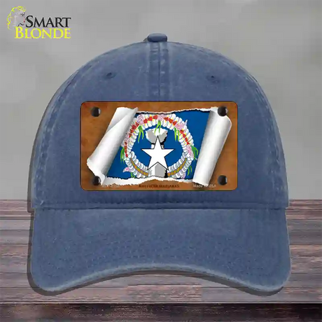 Northern Marianas Flag Scroll Novelty License Plate Hat Unconstructed Cotton / Navy