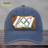 Olympic Flag Scroll Novelty License Plate Hat Unconstructed Cotton / Navy