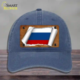 Russia Flag Scroll Novelty License Plate Hat Unconstructed Cotton / Navy