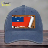 Samoa Flag Scroll Novelty License Plate Hat Unconstructed Cotton / Navy