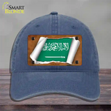 Saudi Arabia Flag Scroll Novelty License Plate Hat Unconstructed Cotton / Navy