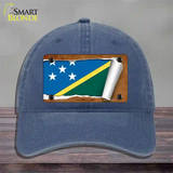 Solomon Islands Flag Scroll Novelty License Plate Hat Unconstructed Cotton / Navy