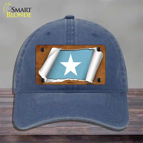 Somalia Flag Scroll Novelty License Plate Hat Unconstructed Cotton / Navy