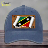 St Kitts-Nevis Flag Scroll Novelty License Plate Hat Unconstructed Cotton / Navy