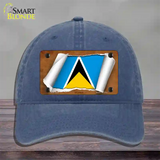 St Lucia Flag Scroll Novelty License Plate Hat Unconstructed Cotton / Navy