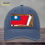 Taiwan Flag Scroll Novelty License Plate Hat Unconstructed Cotton / Navy