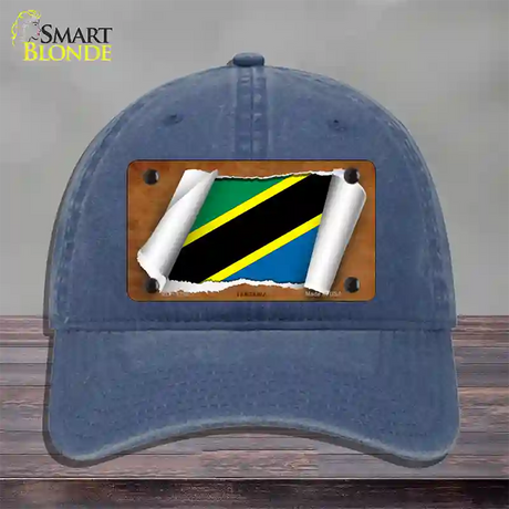 Tanzania Flag Scroll Novelty License Plate Hat Unconstructed Cotton / Navy