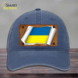 Ukraine Flag Scroll Novelty License Plate Hat Unconstructed Cotton / Navy