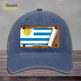 Uruguay Flag Scroll Novelty License Plate Hat Unconstructed Cotton / Navy