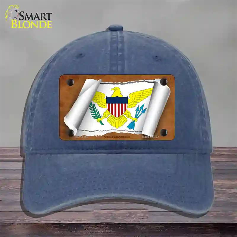 Virgin Islands US Flag Scroll Novelty License Plate Hat Unconstructed Cotton / Navy