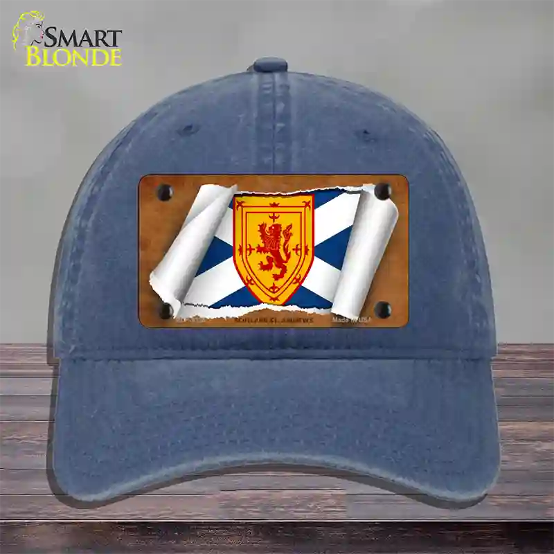 Scotland St. Andrews Flag Scroll Novelty License Plate Hat Unconstructed Cotton / Navy