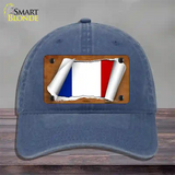 France Flag Scroll Novelty License Plate Hat Unconstructed Cotton / Navy