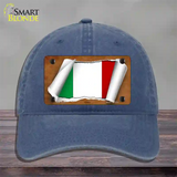 Italy Flag Scroll Novelty License Plate Hat Unconstructed Cotton / Navy