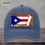 Puerto Rico Flag Scroll Novelty License Plate Hat Unconstructed Cotton / Navy