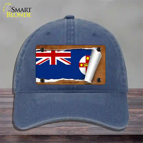 New South Wales Flag Scroll Novelty License Plate Hat Unconstructed Cotton / Navy