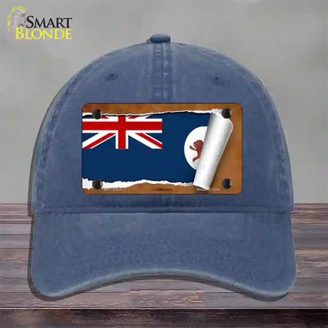 Tasmania Flag Scroll Novelty License Plate Hat Unconstructed Cotton / Navy