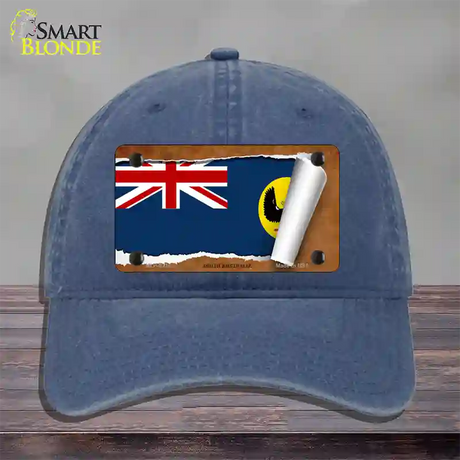 South Australia Flag Scroll Novelty License Plate Hat Unconstructed Cotton / Navy