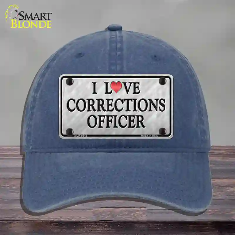 I Love Corrections Officer Novelty License Plate Hat Unconstructed Cotton / Navy