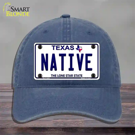 Native Texas White Novelty License Plate Hat Unconstructed Cotton / Navy