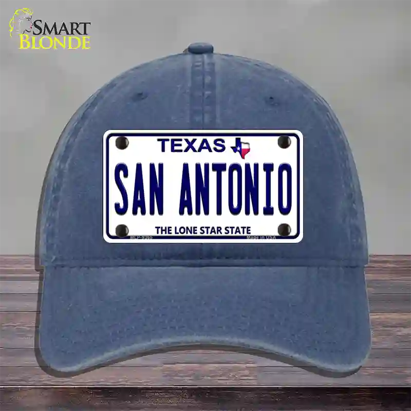 San Antonio Texas Novelty License Plate Hat Unconstructed Cotton / Navy