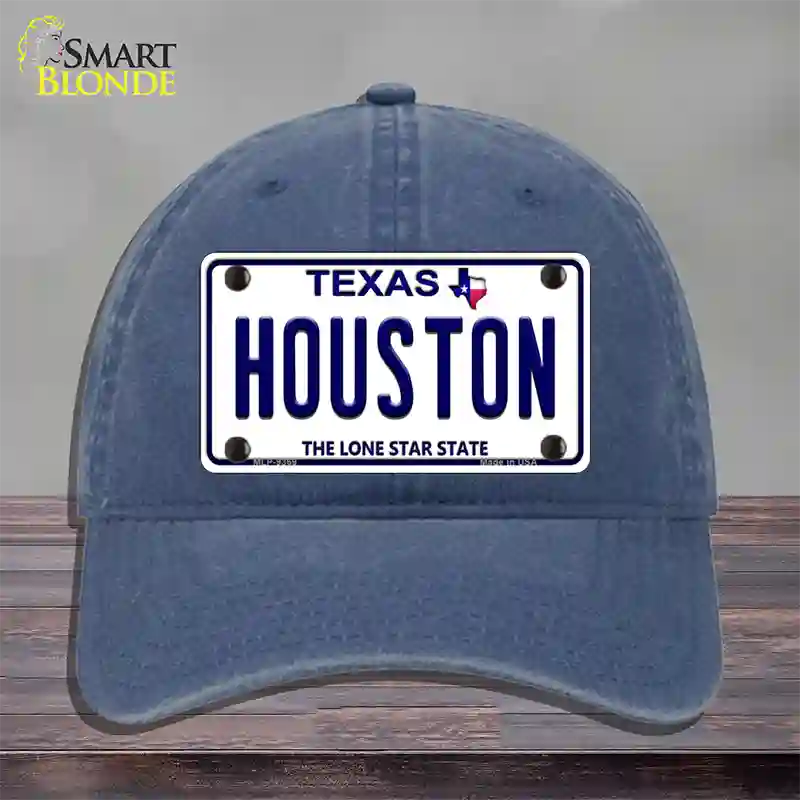 Houston Texas Novelty License Plate Hat Unconstructed Cotton / Navy