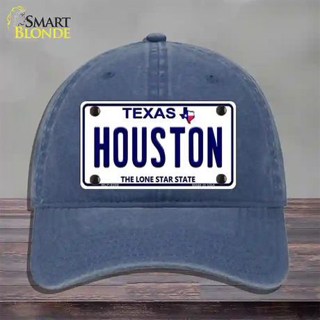 Houston Texas Novelty License Plate Hat Unconstructed Cotton / Navy