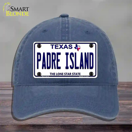 Padre Island Texas Novelty License Plate Hat Unconstructed Cotton / Navy