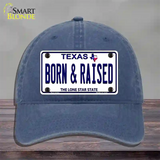 Born and Raised Texas Novelty License Plate Hat Unconstructed Cotton / Navy