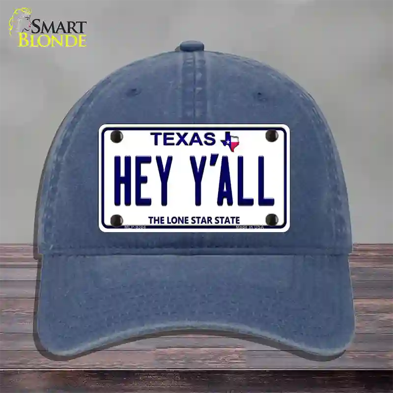 Hey Yall Texas Novelty License Plate Hat Unconstructed Cotton / Navy