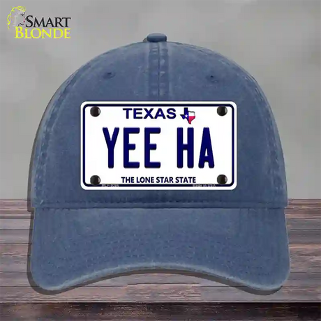 Yee Ha Texas Novelty License Plate Hat Unconstructed Cotton / Navy