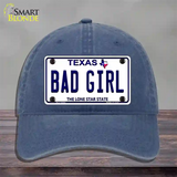 Bad Girl Texas Novelty License Plate Hat Unconstructed Cotton / Navy